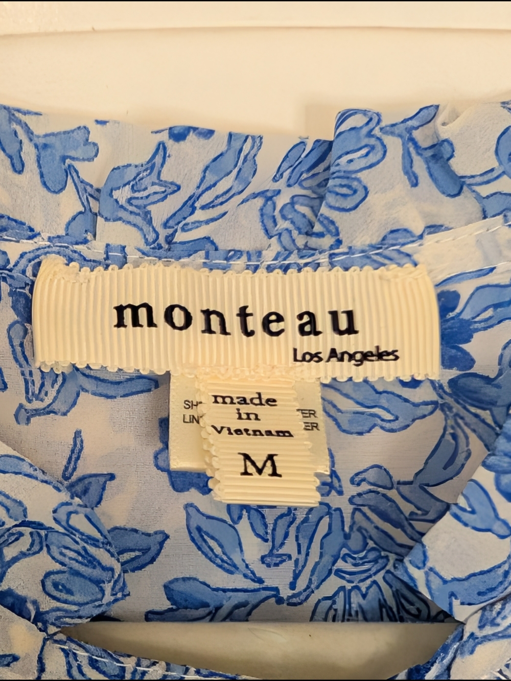 Monteau Blue and White Floral Patterned Ruffle Sleeve Dress - Picture 6 of 12